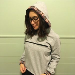 Grey Cropped hoodie